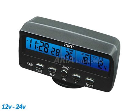 Ρολόι Αυτοκινήτου με Βολτόμετρο - Θερμοκρασία