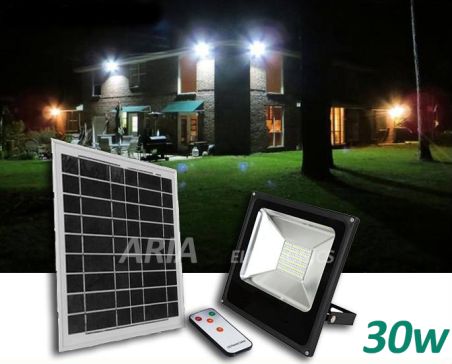 Led Προβολέας με Solar Panel 30w