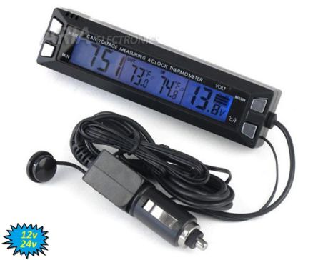 Ρολόι - Βολτόμετρο Θερμόμετρο (in-out)